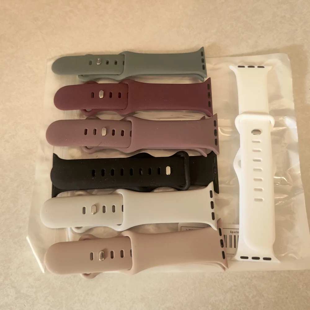 Silicone Watch Bands Set - Black, Gray, White, Pink